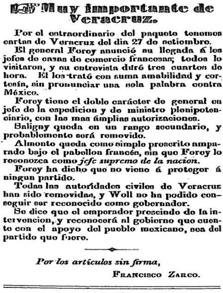"El Siglo Diez y Nueve", 15 de octubre de 1862 